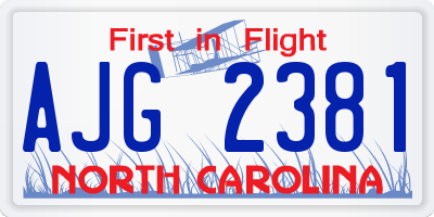 NC license plate AJG2381