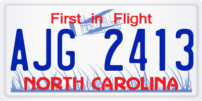 NC license plate AJG2413