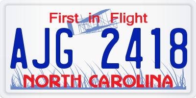 NC license plate AJG2418