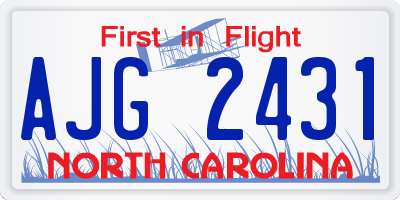 NC license plate AJG2431