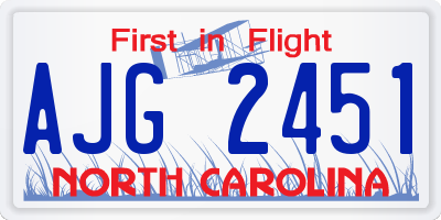 NC license plate AJG2451