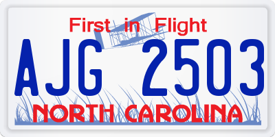 NC license plate AJG2503