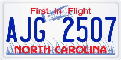 NC license plate AJG2507