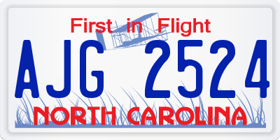 NC license plate AJG2524