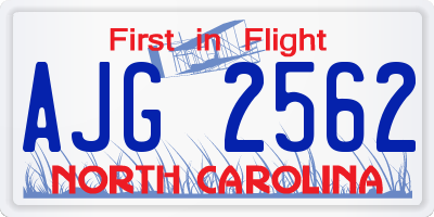 NC license plate AJG2562