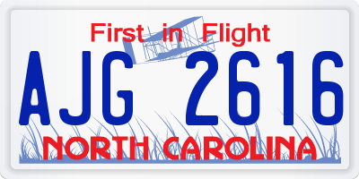 NC license plate AJG2616