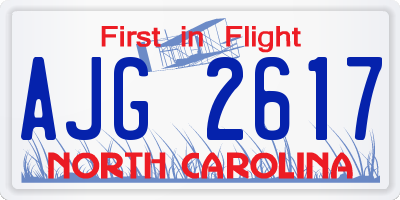 NC license plate AJG2617