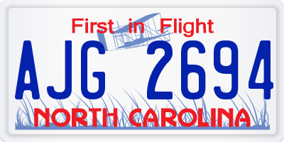 NC license plate AJG2694