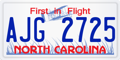 NC license plate AJG2725