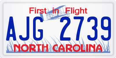 NC license plate AJG2739