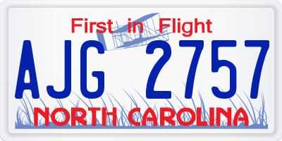 NC license plate AJG2757