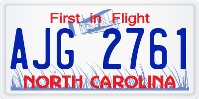 NC license plate AJG2761