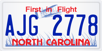 NC license plate AJG2778