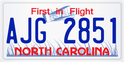 NC license plate AJG2851
