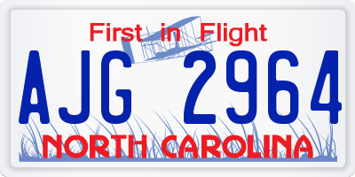 NC license plate AJG2964
