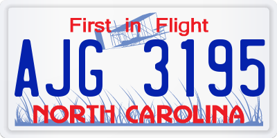NC license plate AJG3195