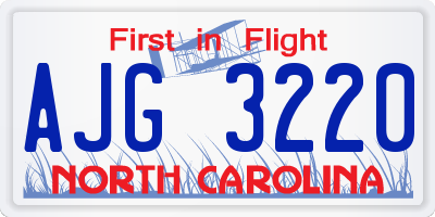 NC license plate AJG3220