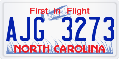 NC license plate AJG3273