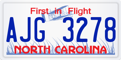NC license plate AJG3278