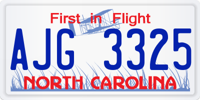 NC license plate AJG3325