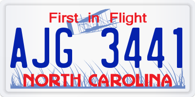 NC license plate AJG3441