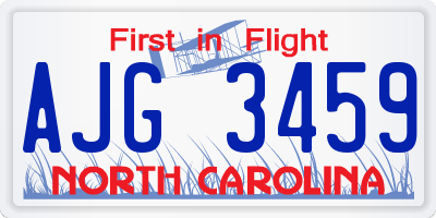 NC license plate AJG3459