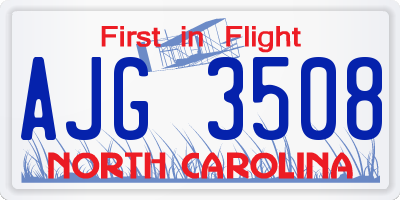 NC license plate AJG3508