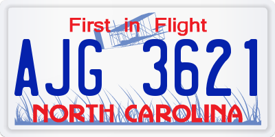 NC license plate AJG3621