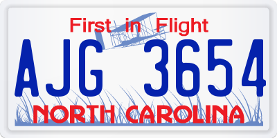 NC license plate AJG3654