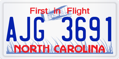 NC license plate AJG3691