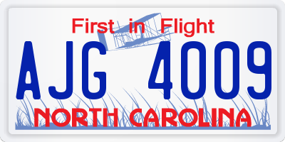 NC license plate AJG4009