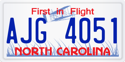 NC license plate AJG4051