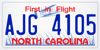 NC license plate AJG4105