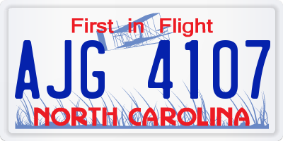 NC license plate AJG4107