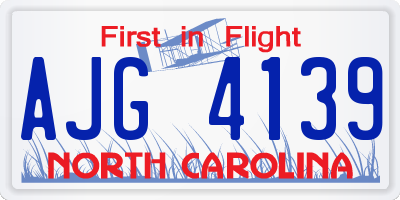 NC license plate AJG4139