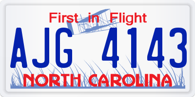 NC license plate AJG4143