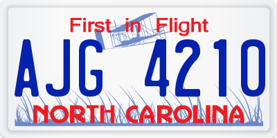 NC license plate AJG4210