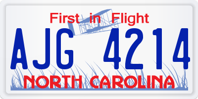 NC license plate AJG4214