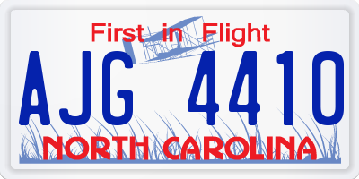 NC license plate AJG4410