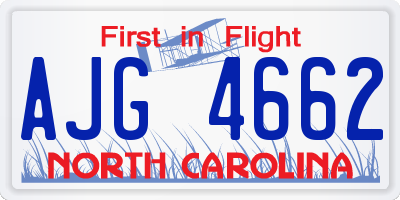 NC license plate AJG4662