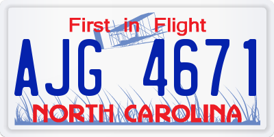 NC license plate AJG4671