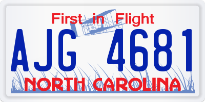 NC license plate AJG4681