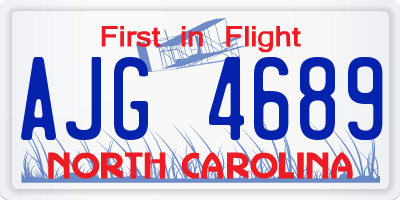 NC license plate AJG4689
