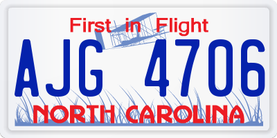 NC license plate AJG4706