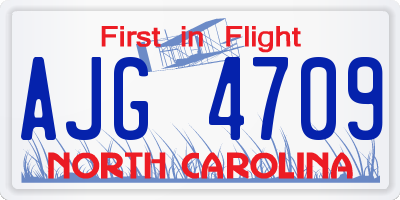NC license plate AJG4709