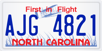 NC license plate AJG4821
