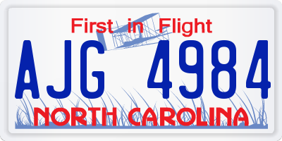 NC license plate AJG4984