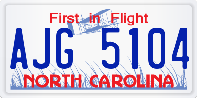 NC license plate AJG5104