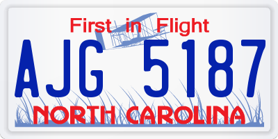NC license plate AJG5187