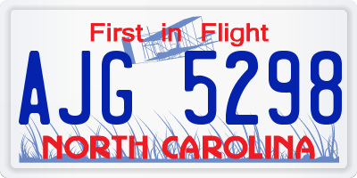 NC license plate AJG5298